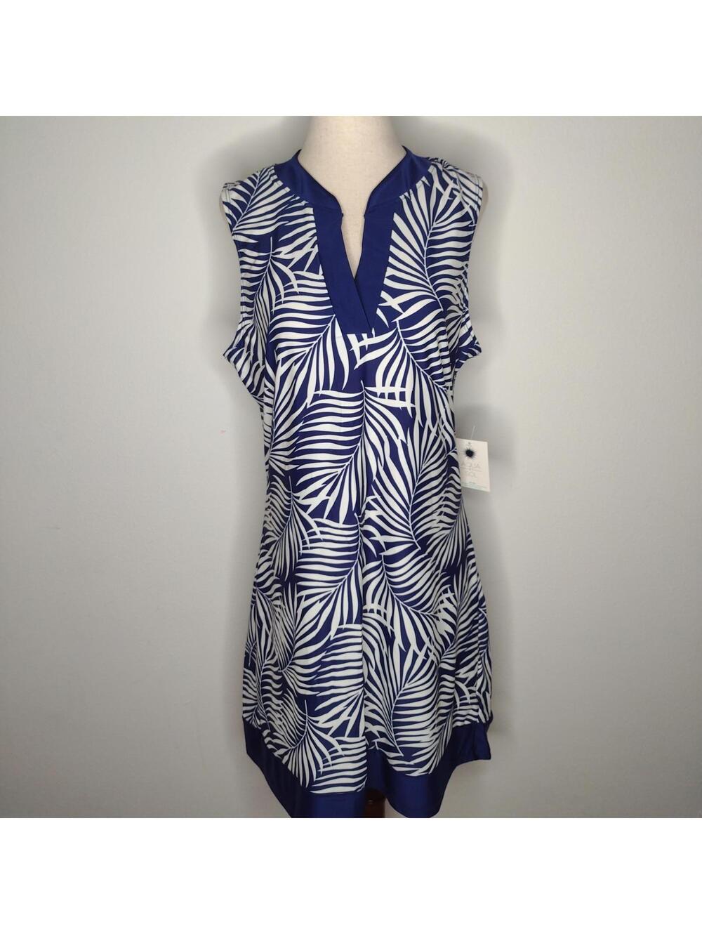 NWT Aqua et Sol Women's Navy/White Tropical/Dress Cover-up Size Medium